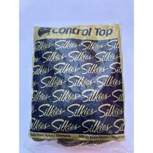 Silkies Control Top Pantyhose Sz Large Taupe Hosiery Support Leggs Cotton Crotch
